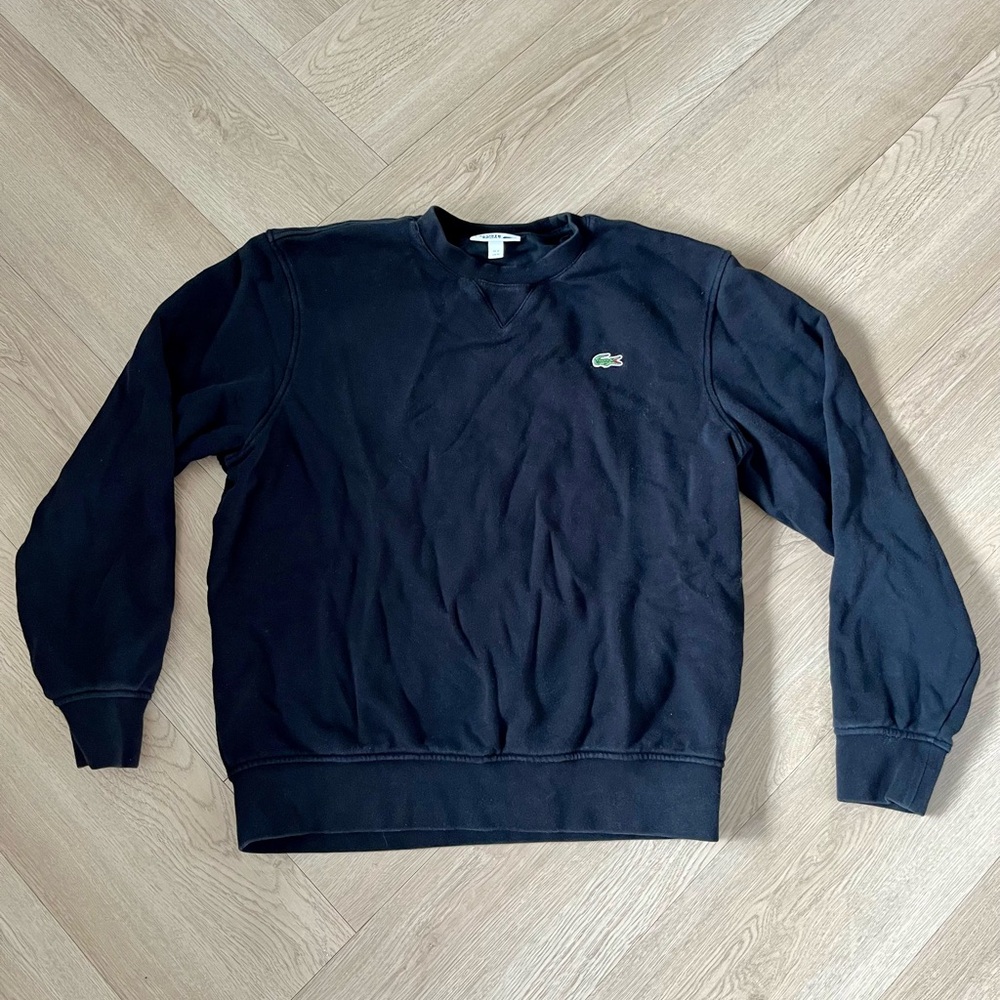 Lacoste Black Crewneck Sweater Classic Style